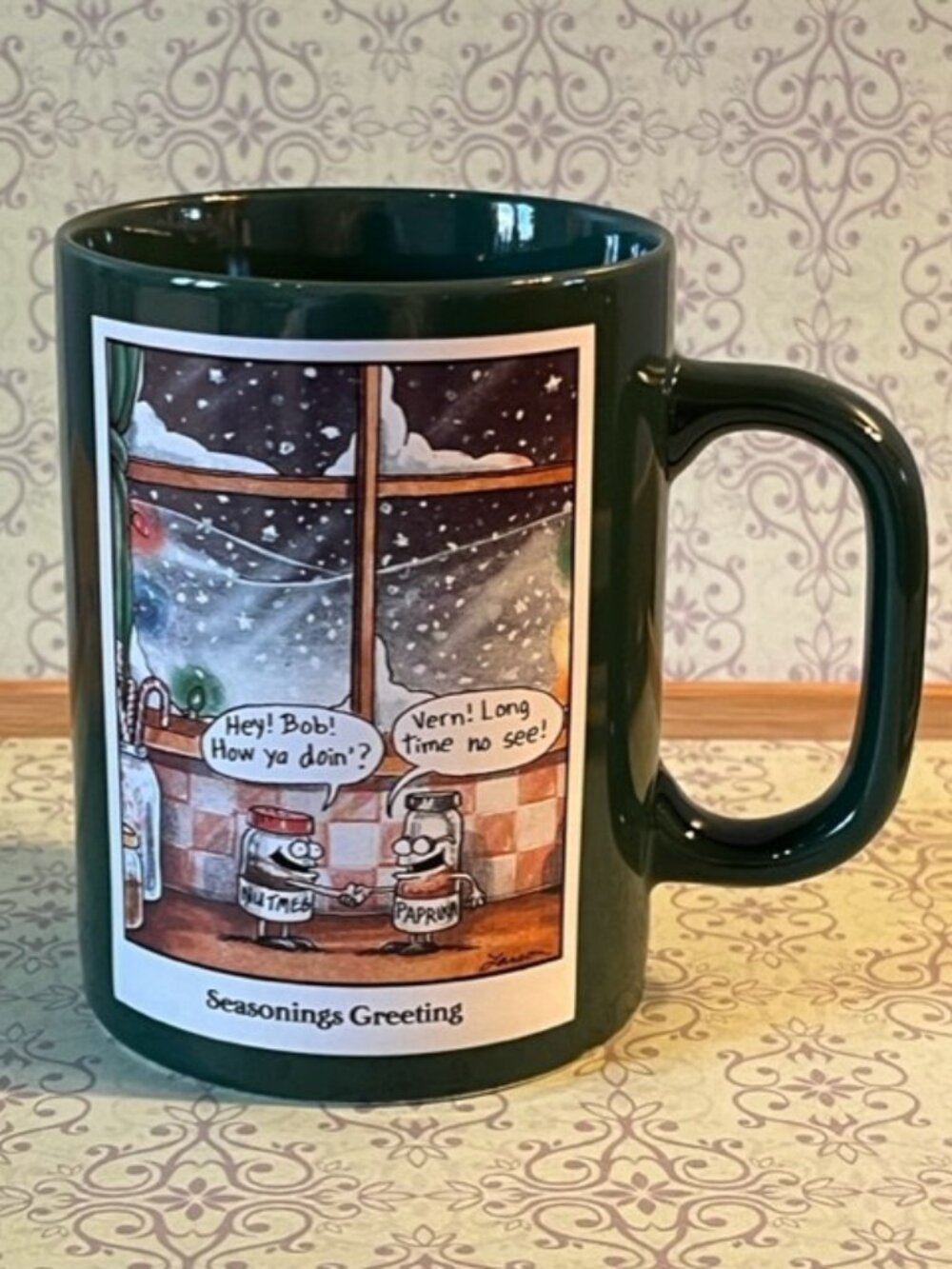 The Far Side Gary Larson coffee mug vintage 1993 Christmas Seasonings mug